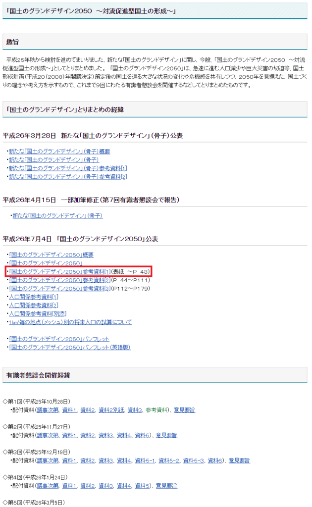 「国土のグランドデザイン２０５０　～対流促進型国土の形成～」
