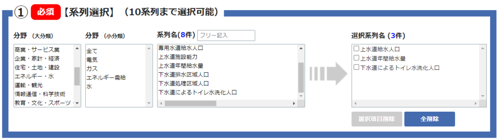 系列選択で必要な項目を選択