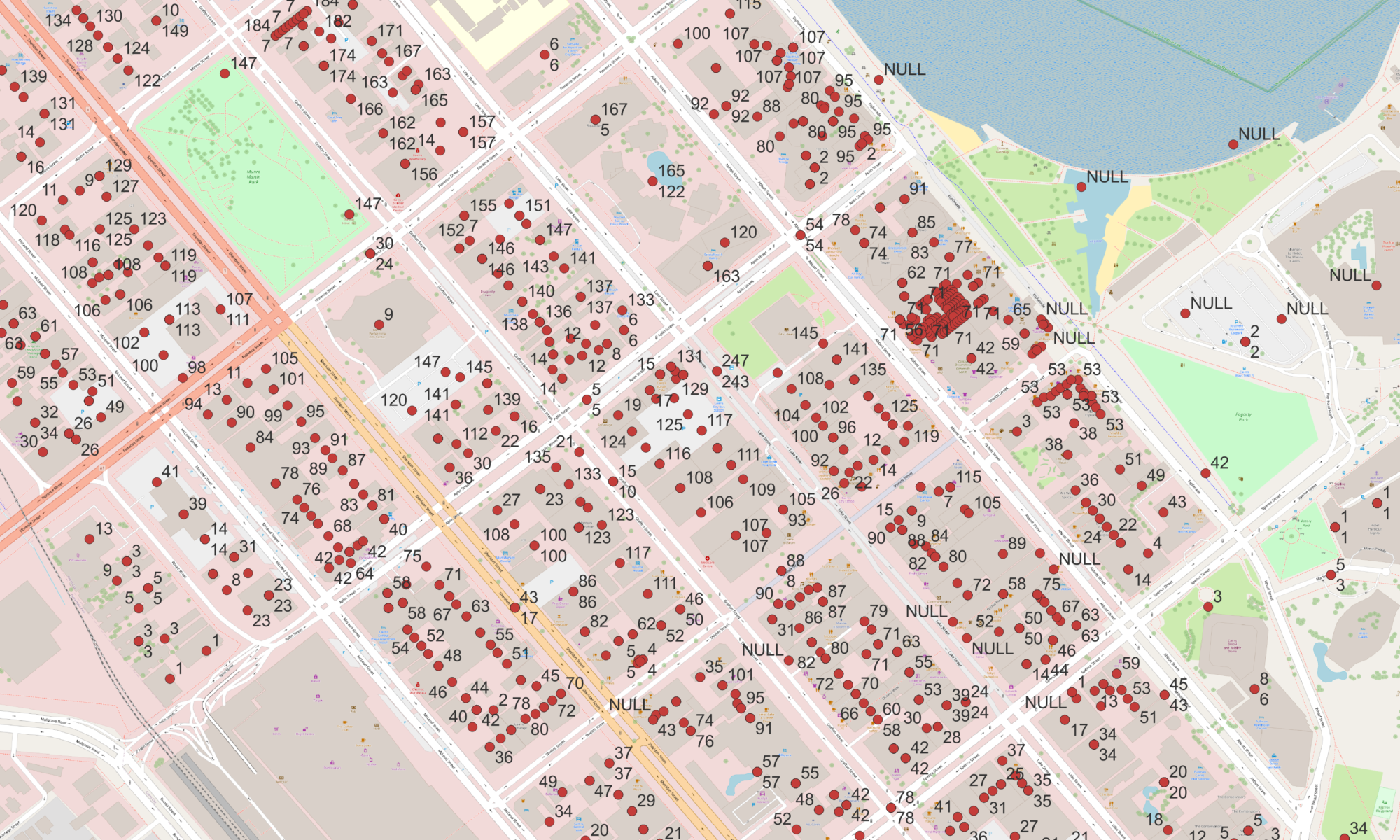 Cairns Cityの住所をマッピング