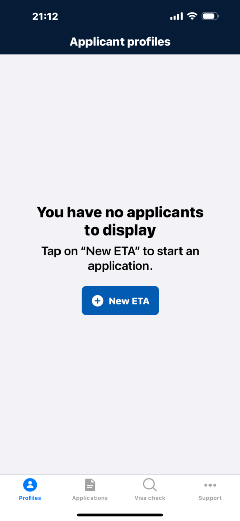 表示希望者がいない
New ETA "をタップし、応募を開始します。