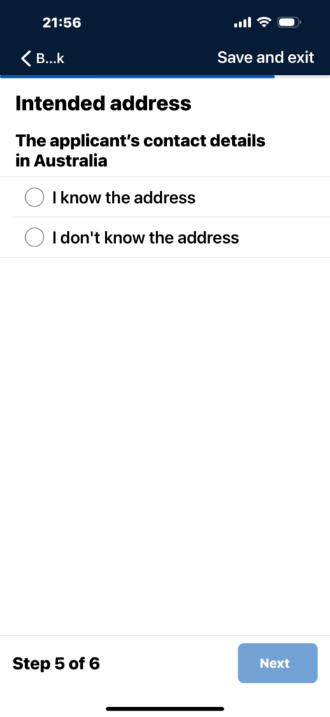 住所
申請者のオーストラリアでの連絡先
住所を知っている
住所を知らない